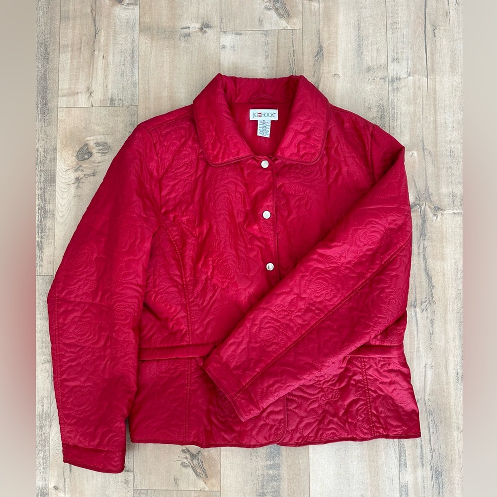 NWOT JG Hook Jacket WomenSize XL Vintage Rose Red Quilted Lightweight Lined Coat